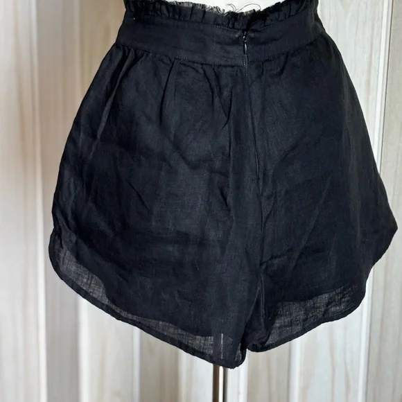 the femm High-Waist Black Linen Shorts